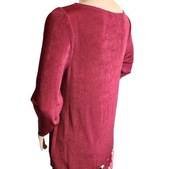 Chico's Travelers Slinky Stretchy Asymmetrical Red Tunic Leopard Floral Small - Picture 9 of 16